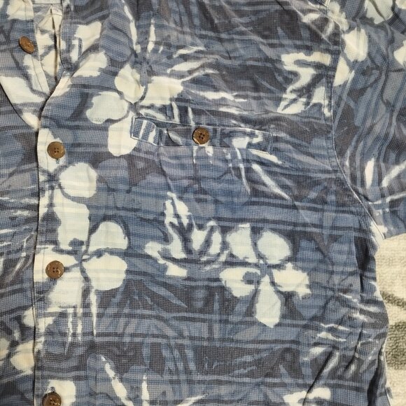 Columbia Sportswear Men's GRT Button-Up Shirt L Blue Floral Print Casual Hiking - Picture 4 of 10
